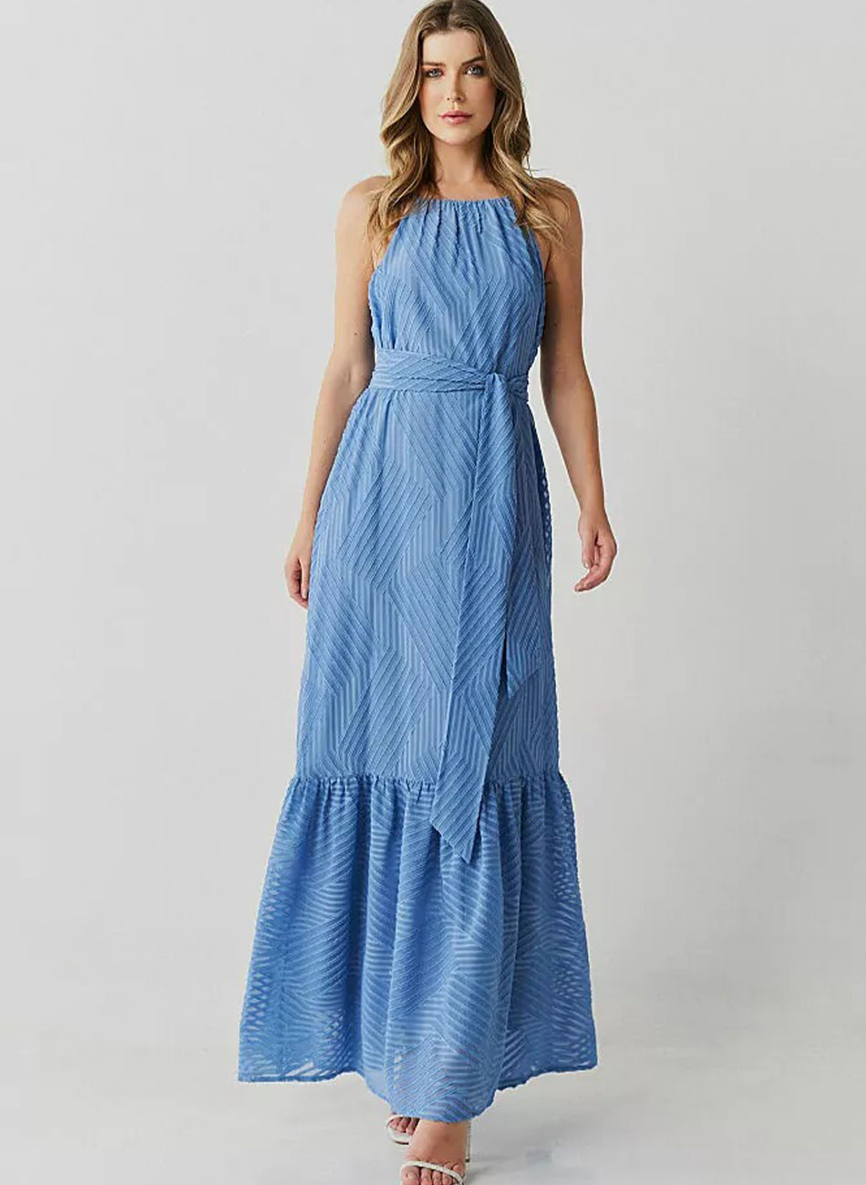 Vestido Longo Em Chiffon Azul Innocence  - Foto 2