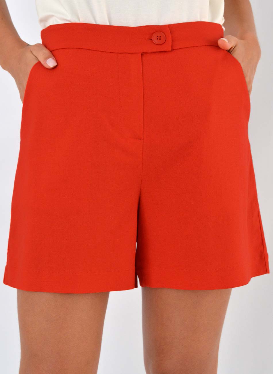 Shorts Viscolinho Natural Loderro Vermelho - Foto 1