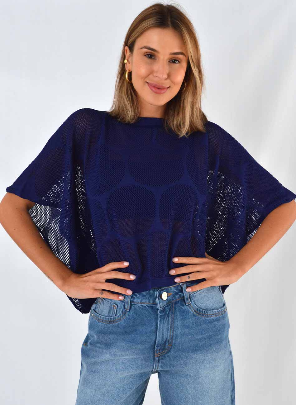 Blusa Tricot Cor Marinho Haes - Foto 1