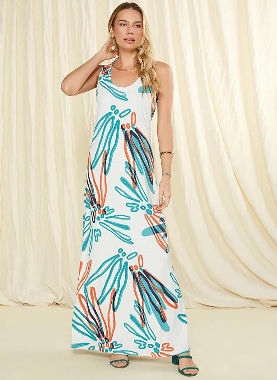 Vestido Midi Regata Cof Cof Fluity Estampa Pompei - Foto 1