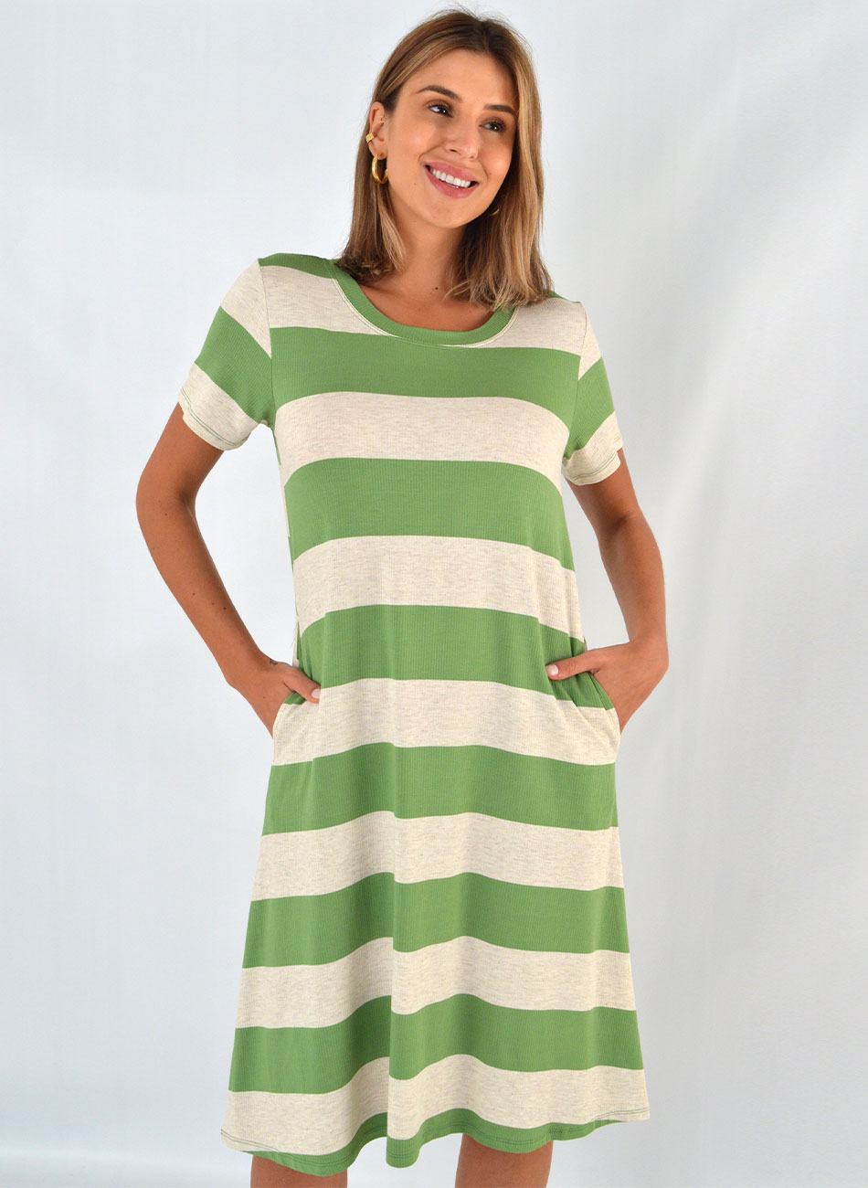 Vestido Fibras Naturais Delamo Verde - Foto 1