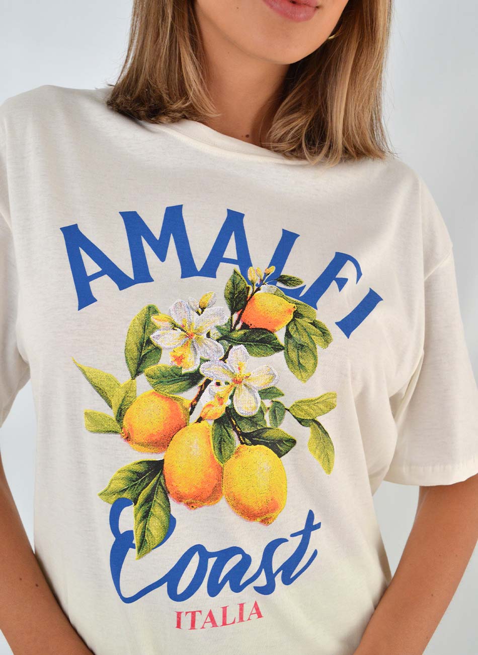 Maxi T-Shirt Em Algodo Cor Off White Amalfi - Foto 2