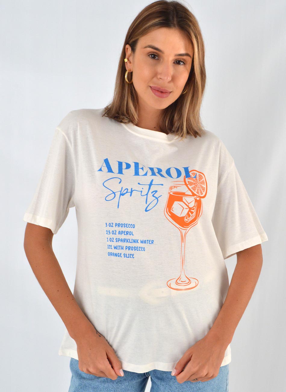 Maxi T-Shirt Em Algodo Cor Off White Aperol - Foto 1