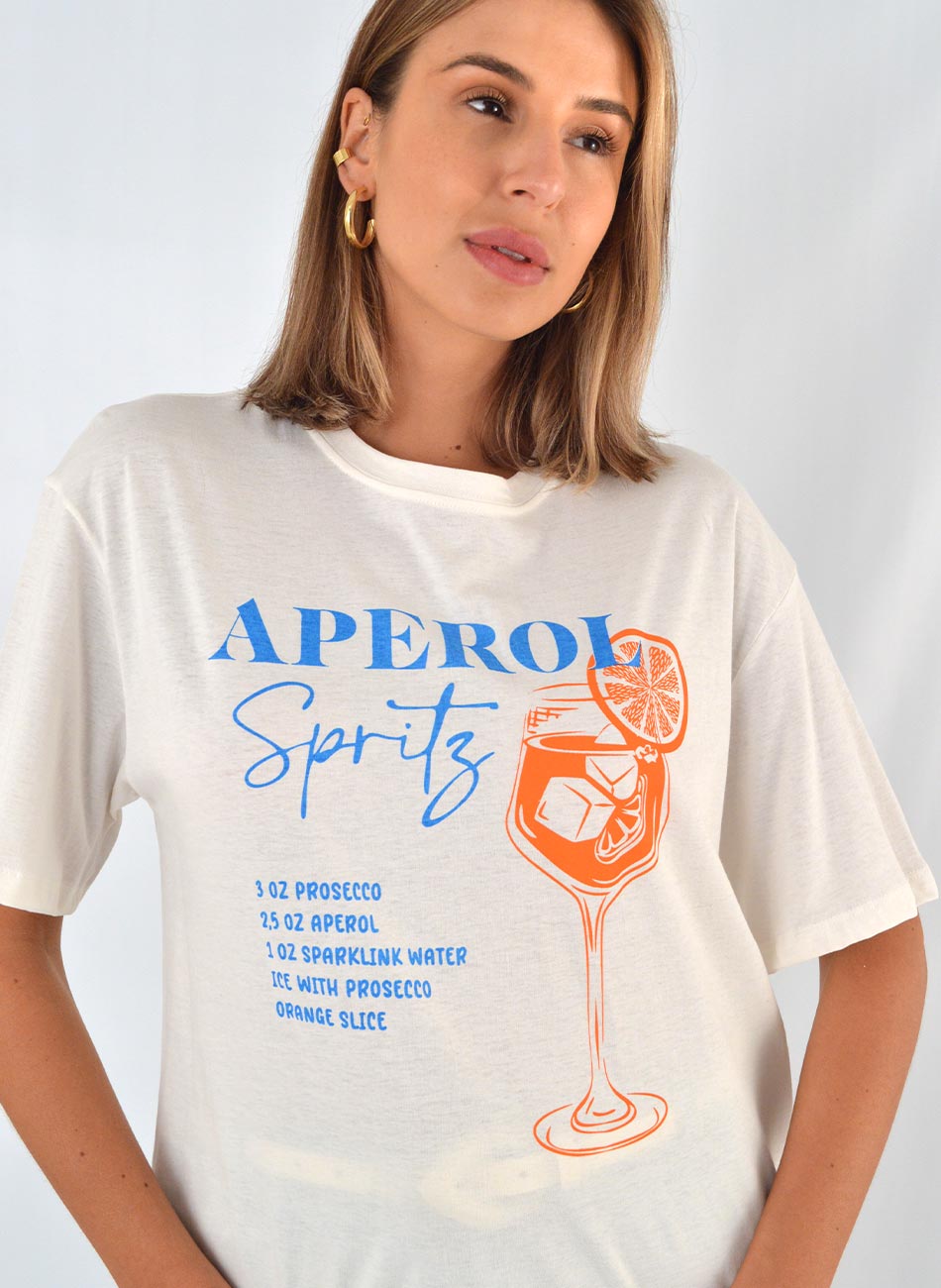 Maxi T-Shirt Em Algodo Cor Off White Aperol - Foto 2