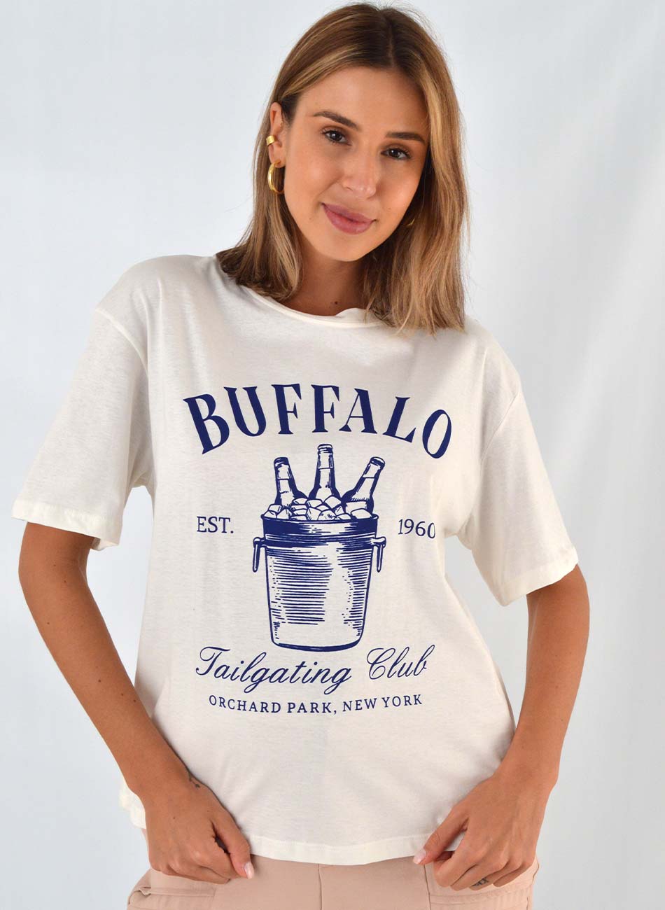 Maxi T-Shirt Em Algodo Cor Off White Buffalo - Foto 1