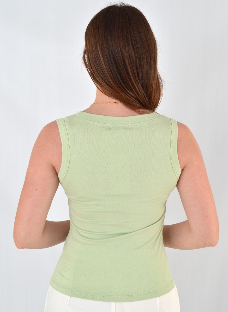 Blusa Regata Malha Viscose Susan Zheng Verde - Foto 3