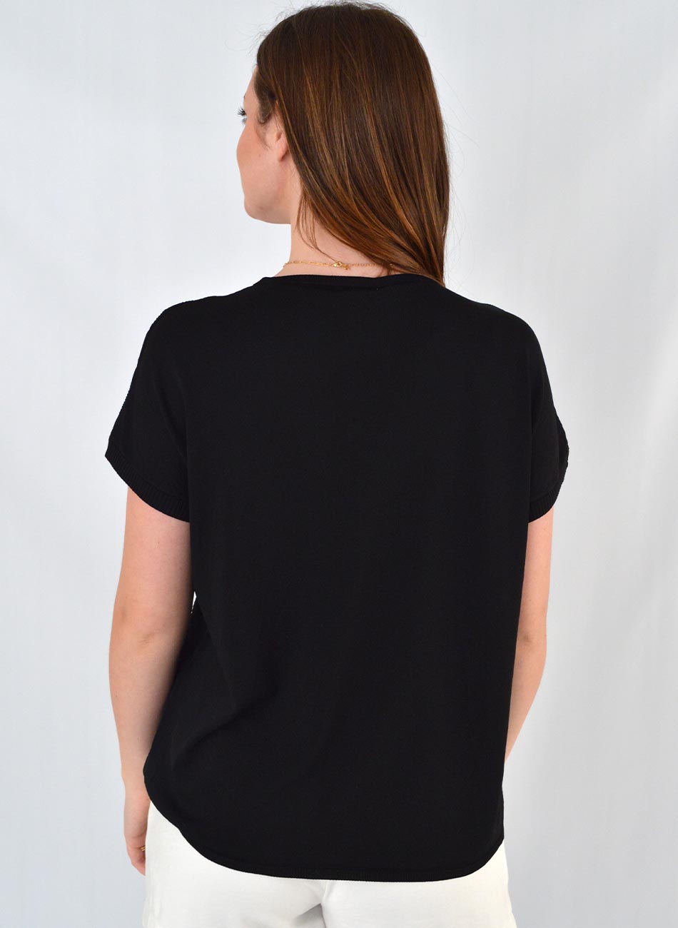 Blusa Fio Gelado Texturizado Susan Zheng Preto - Foto 3