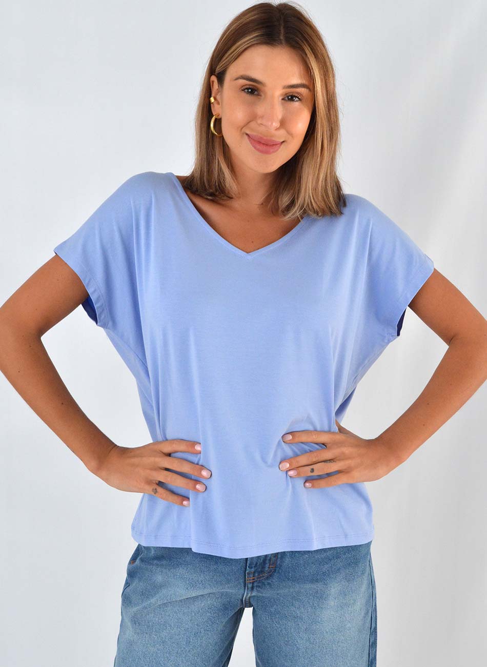 Blusa Viscomalha Azul Delamo - Foto 1