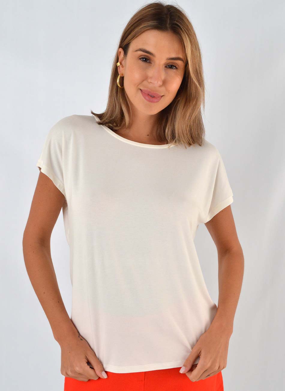 Blusa Viscolycra Off White Delamo - Foto 1