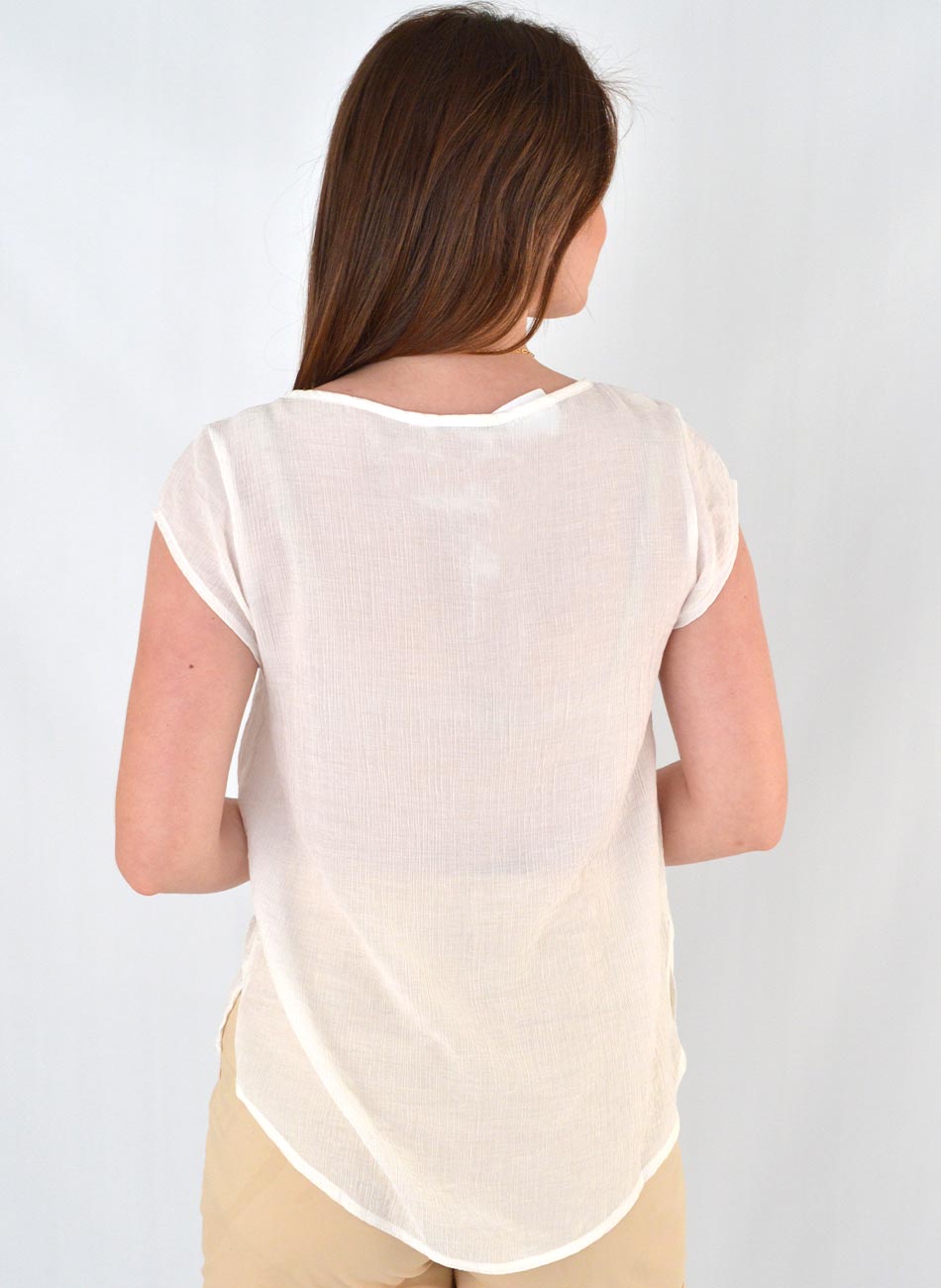 Blusa Viscose Cor Off White Tribeca - Foto 3