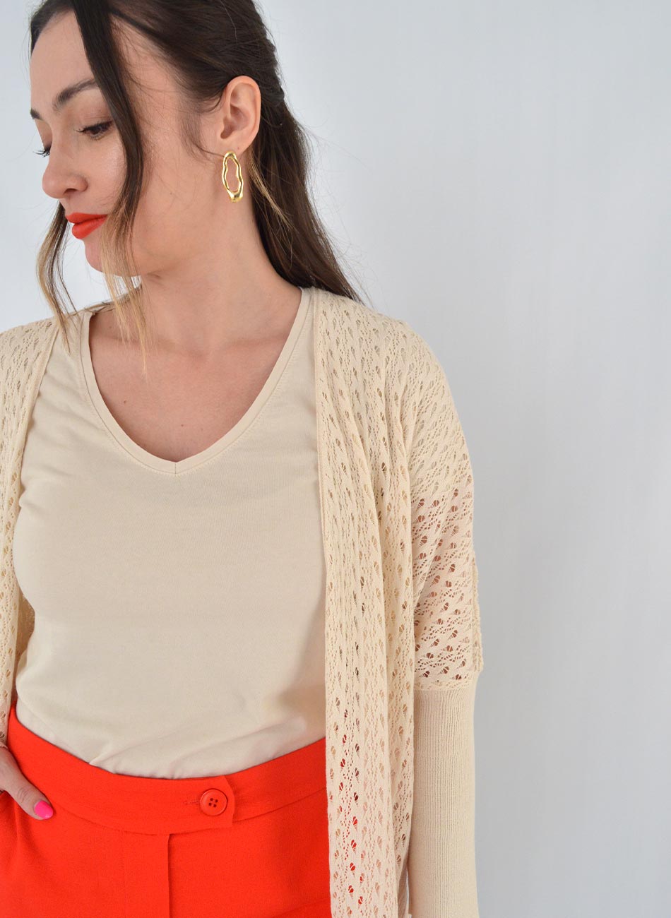 Cardigan Tricot Vero Degli Uffizzi Creme - Foto 2