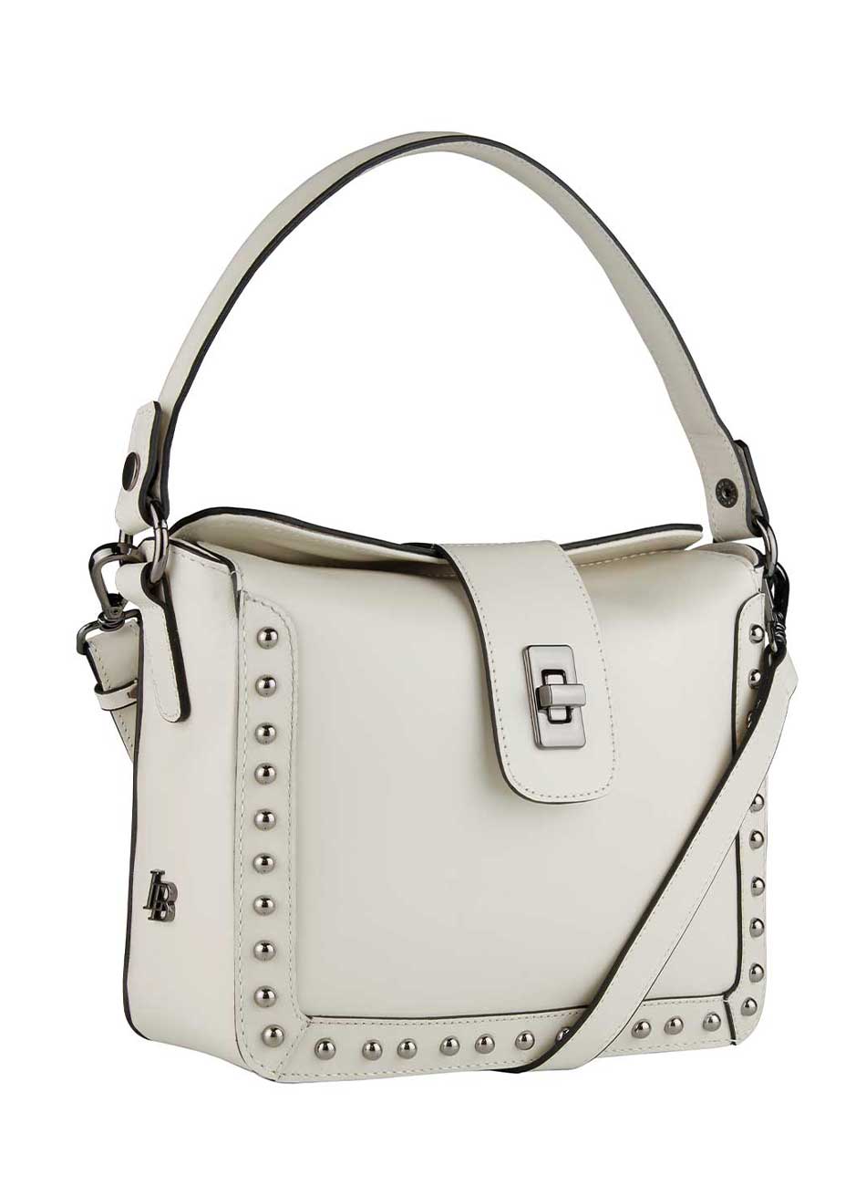 Bolsa Couro Mdia Cor Off White Linea Bella - Foto 2