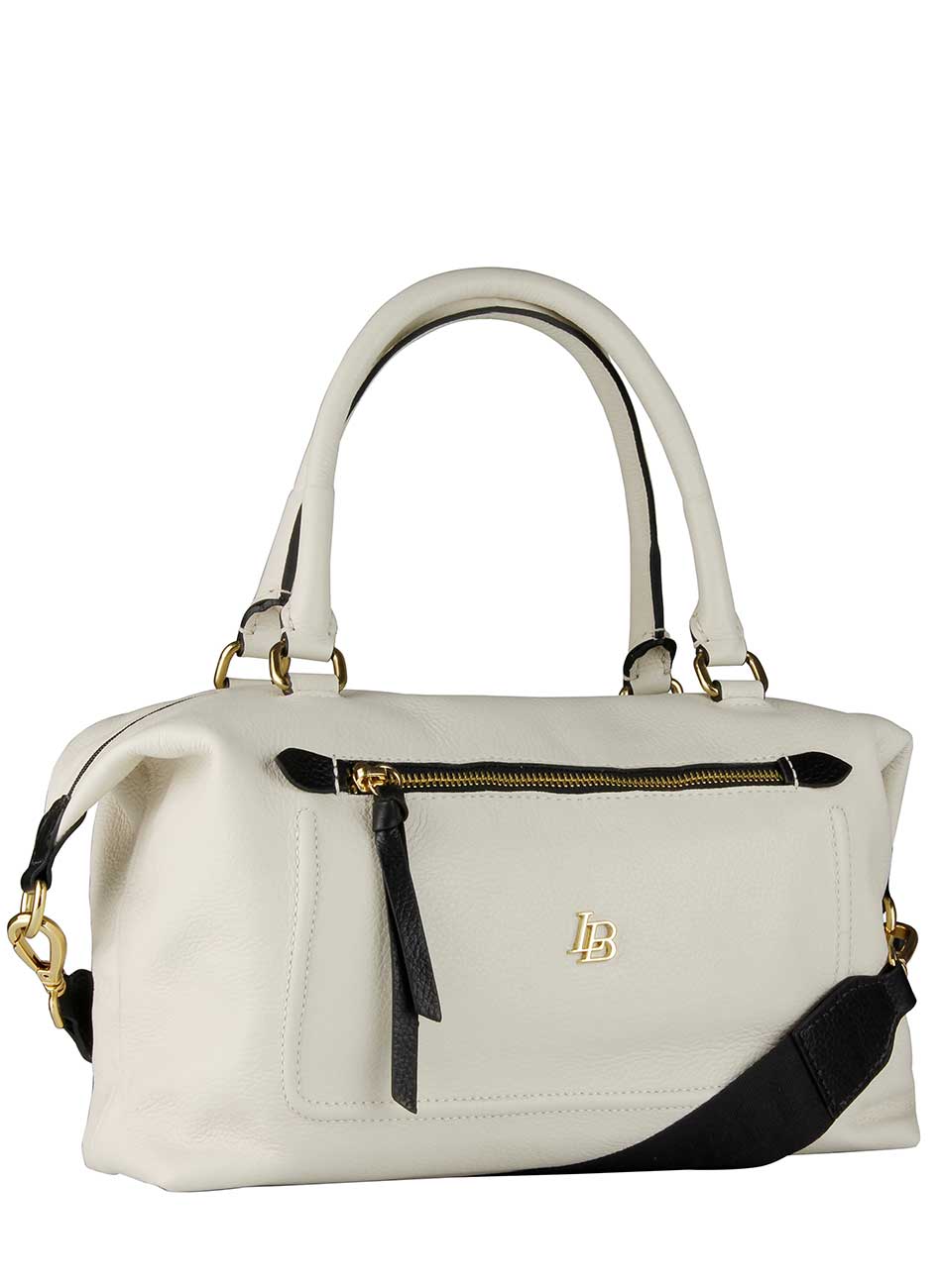 Bolsa Em Couro Grande Cor Off White Linea Bella - Foto 1