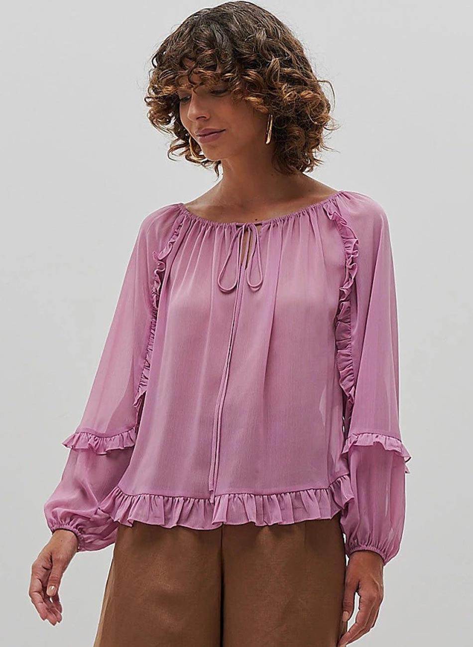 Blusa Babados MX Fashion Violeta - Foto 1