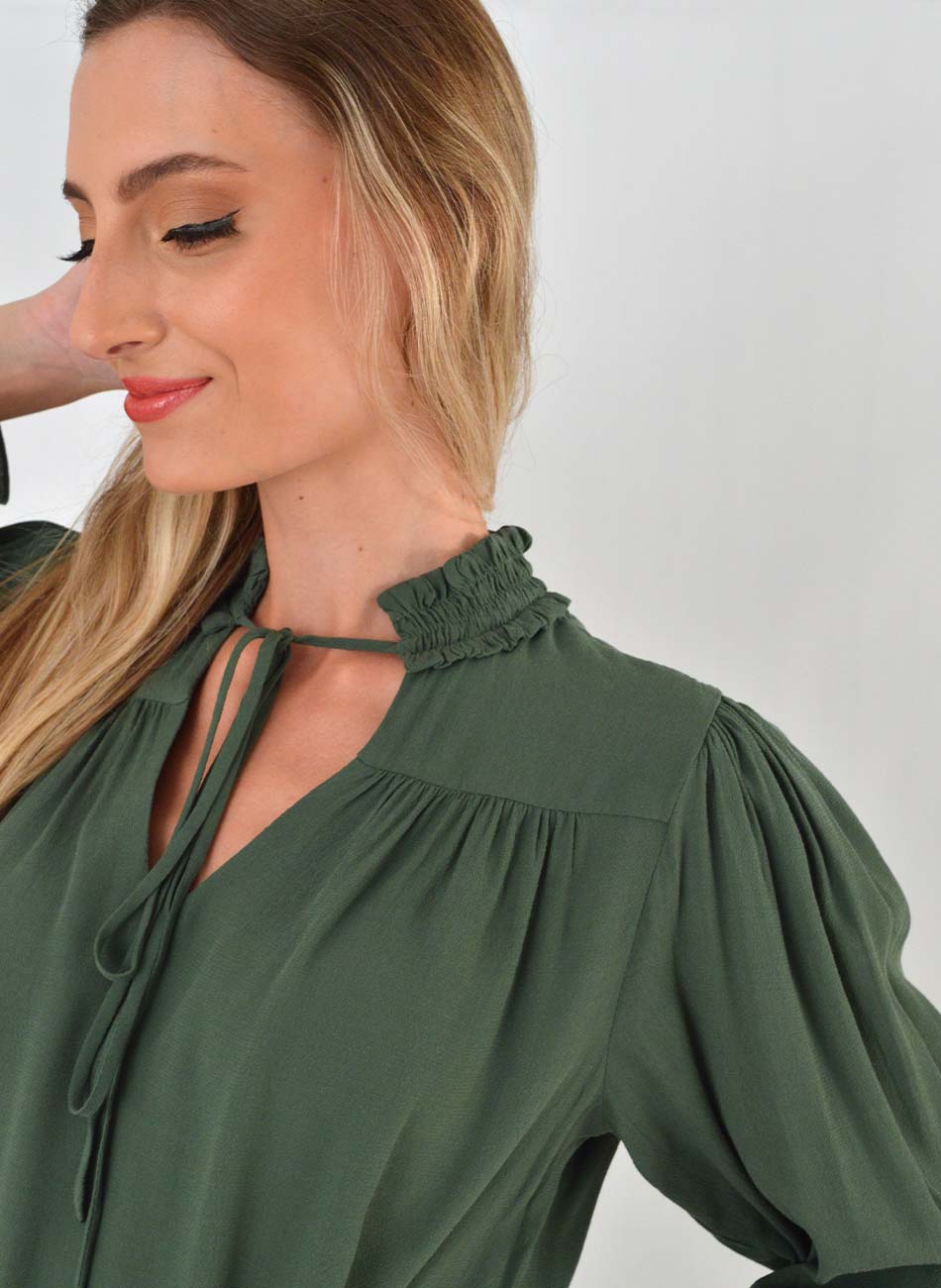 Blusa MX Fashion em Viscose Militar - Foto 2