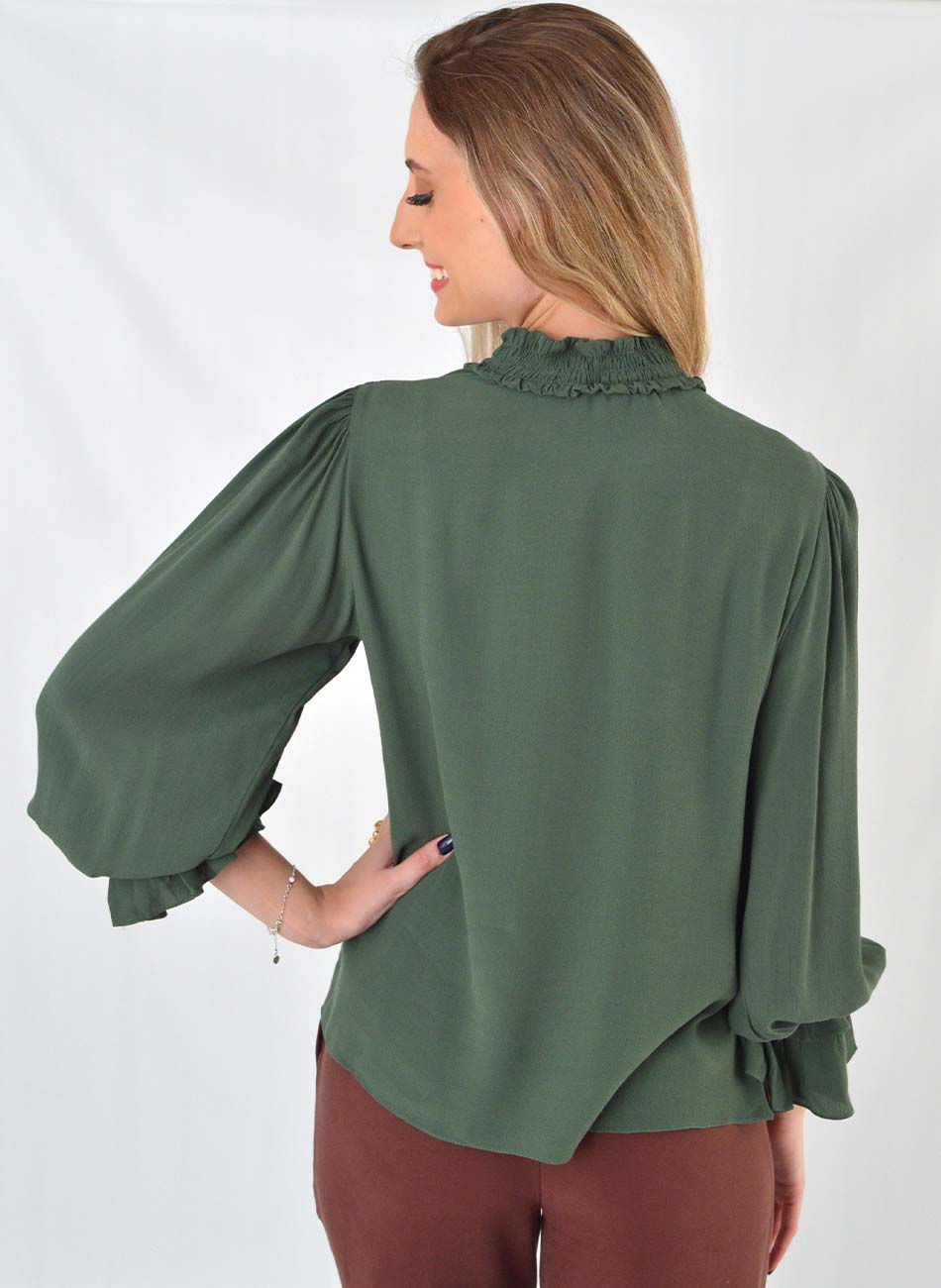 Blusa MX Fashion em Viscose Militar - Foto 3