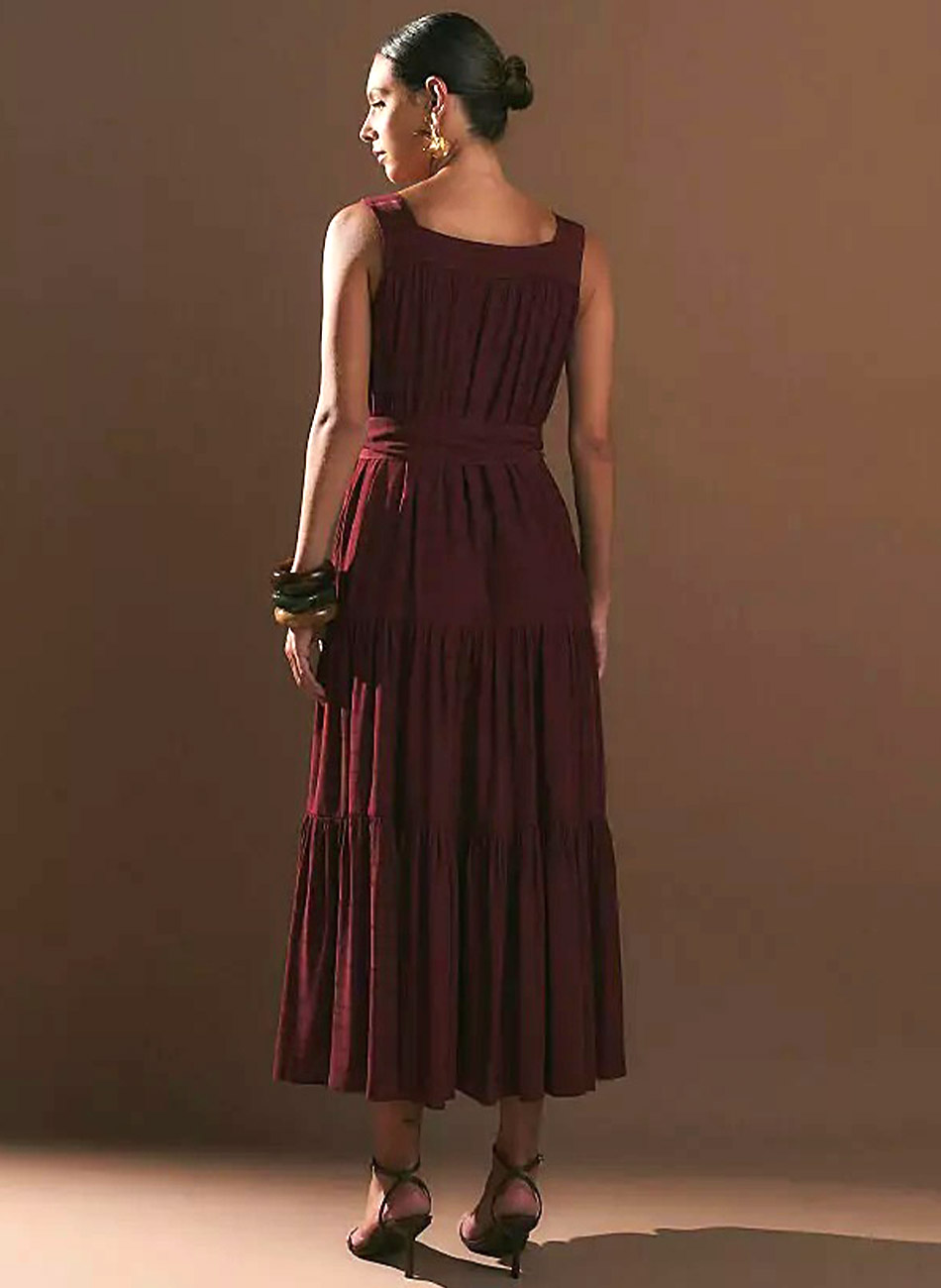 Vestido Midi Cor Vinho MX Fashion Janaina - Foto 5