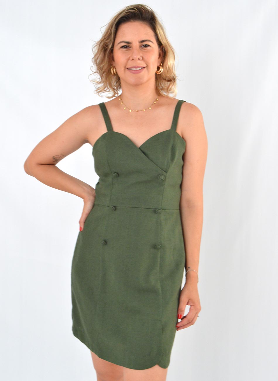 Vestido Curto Verde Folha Donna Ritz - Foto 1