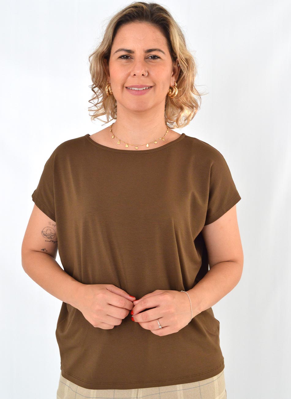 Blusa Cor Marrom Viscolycra Delamo - Foto 1