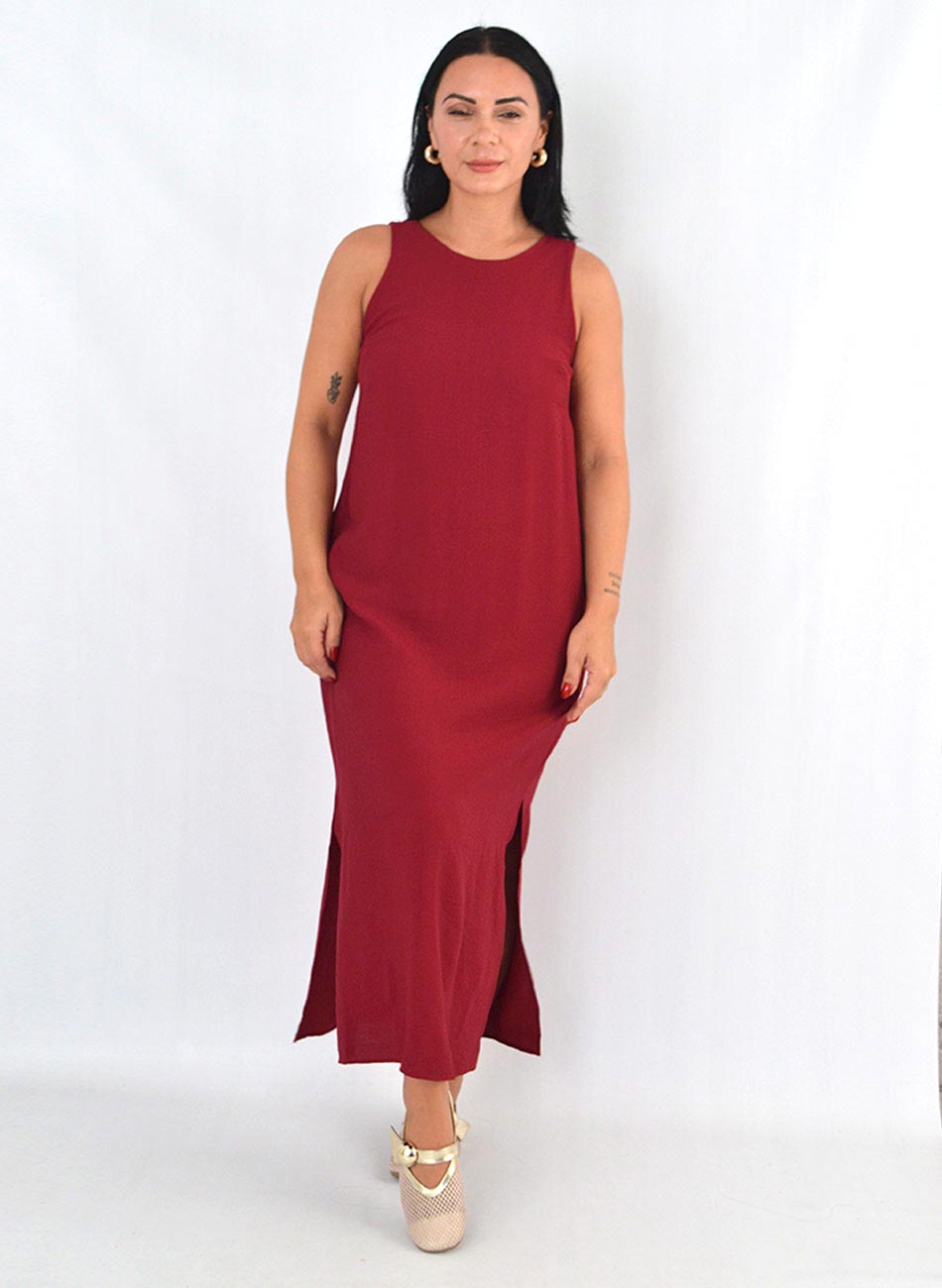 Vestido Viscose Cor Vinho Loderro - Foto 1