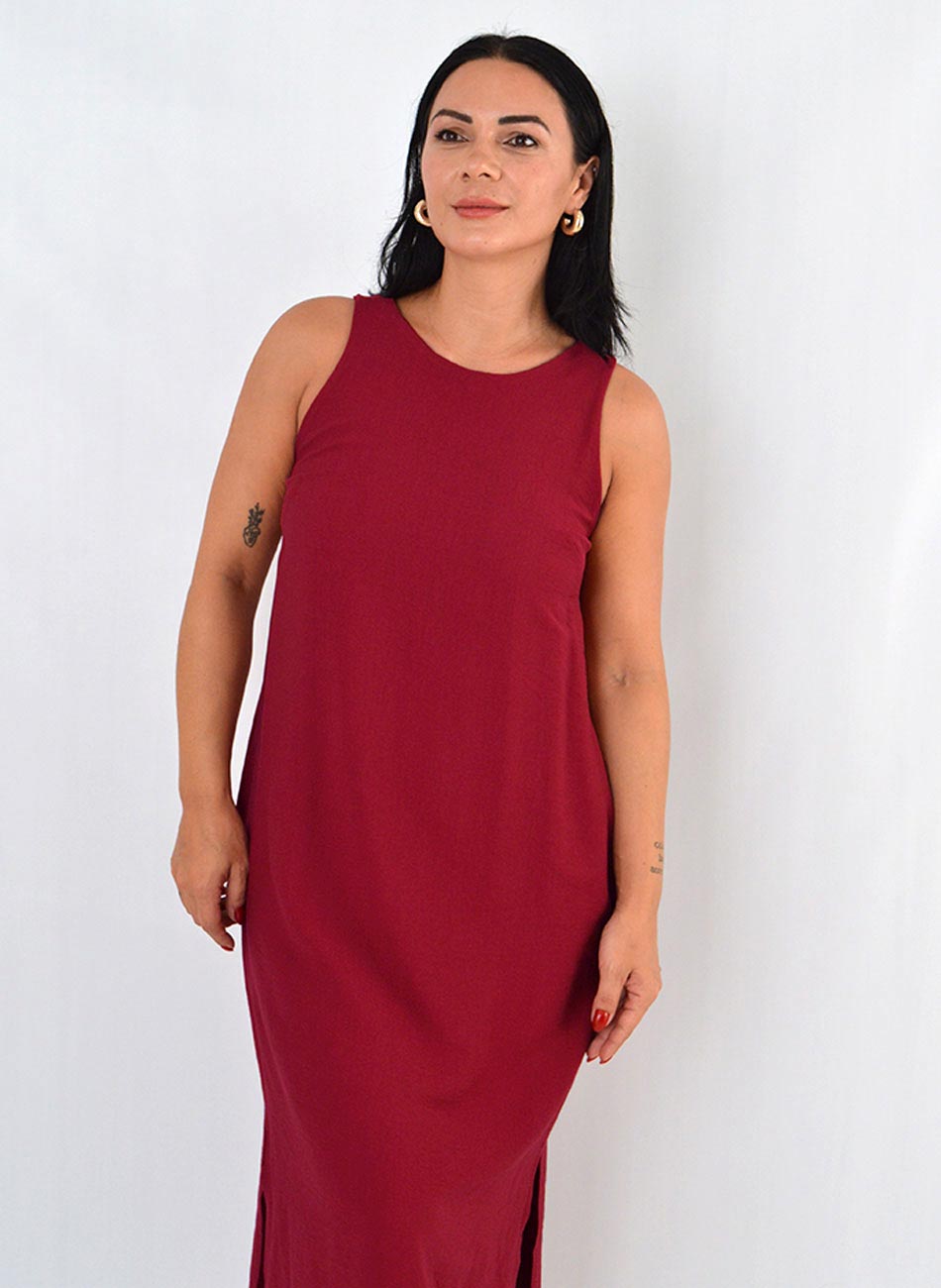 Vestido Viscose Cor Vinho Loderro - Foto 2