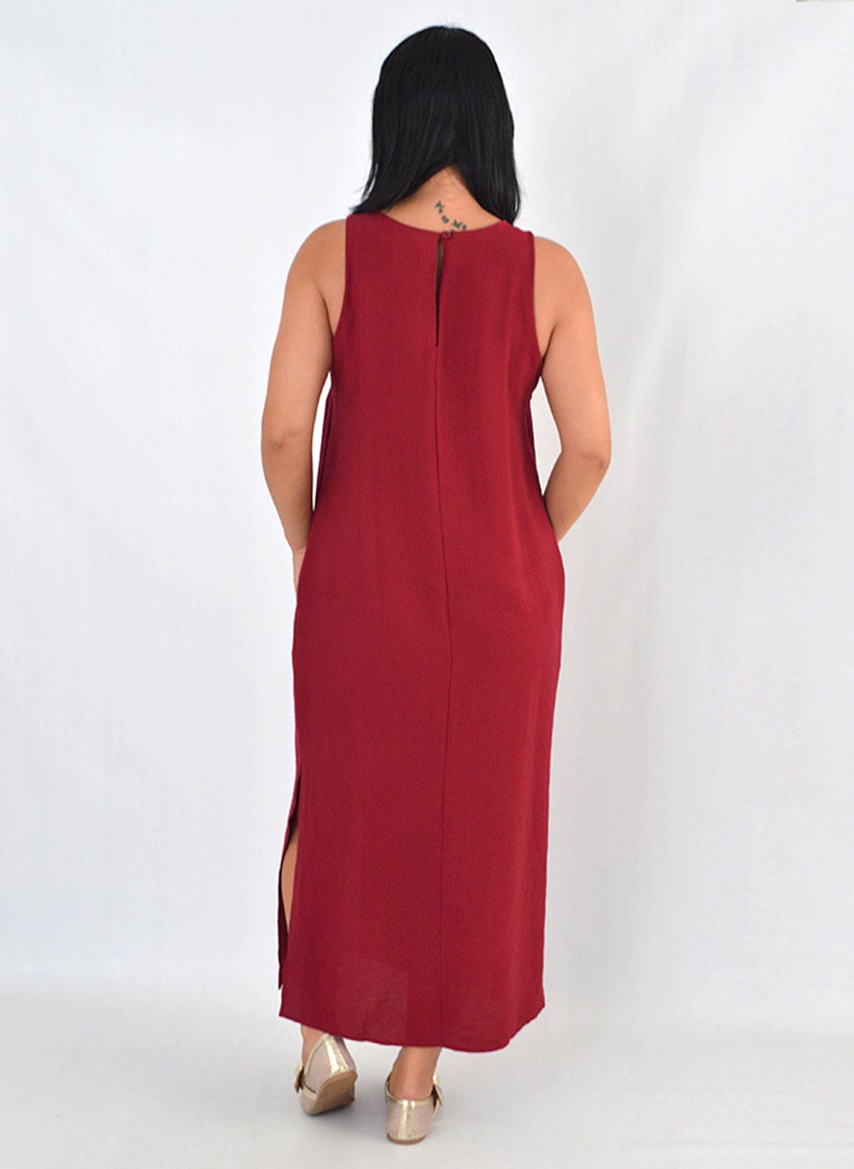 Vestido Viscose Cor Vinho Loderro - Foto 3