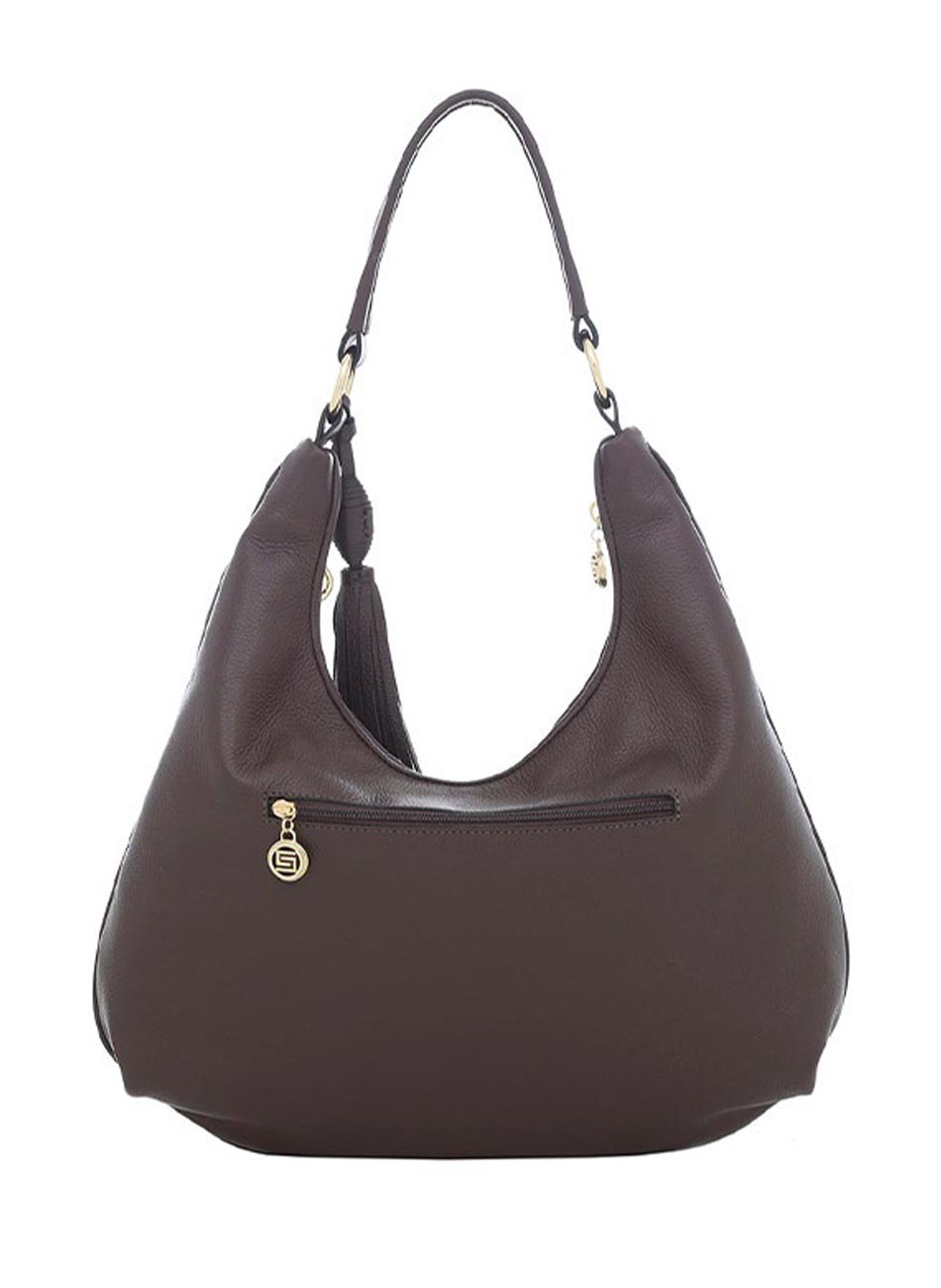 Bolsa Couro Hobo Grande Chocolate Smartbag - Foto 5