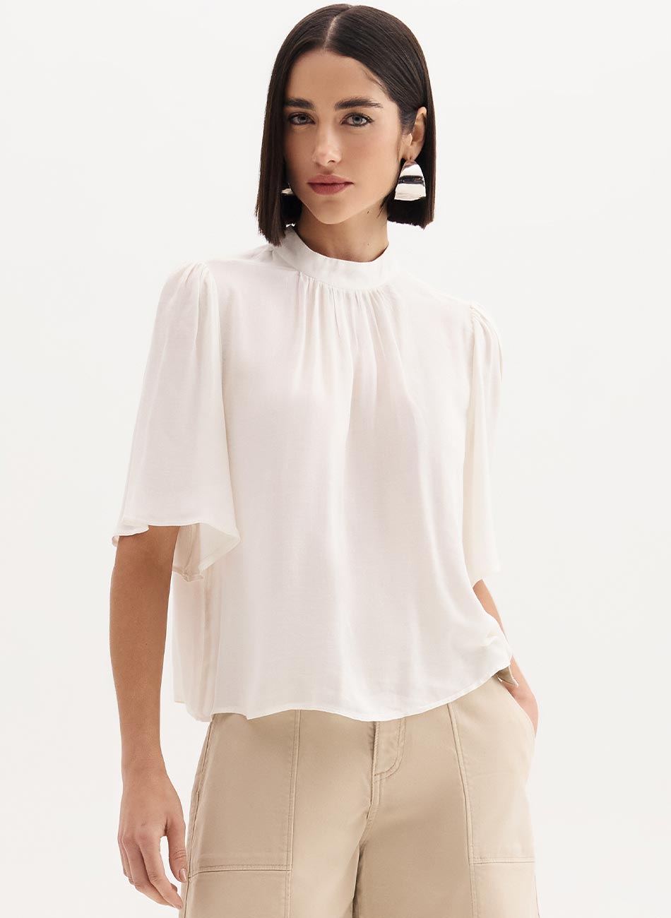 Blusa Off White Flor de Lis - Foto 1