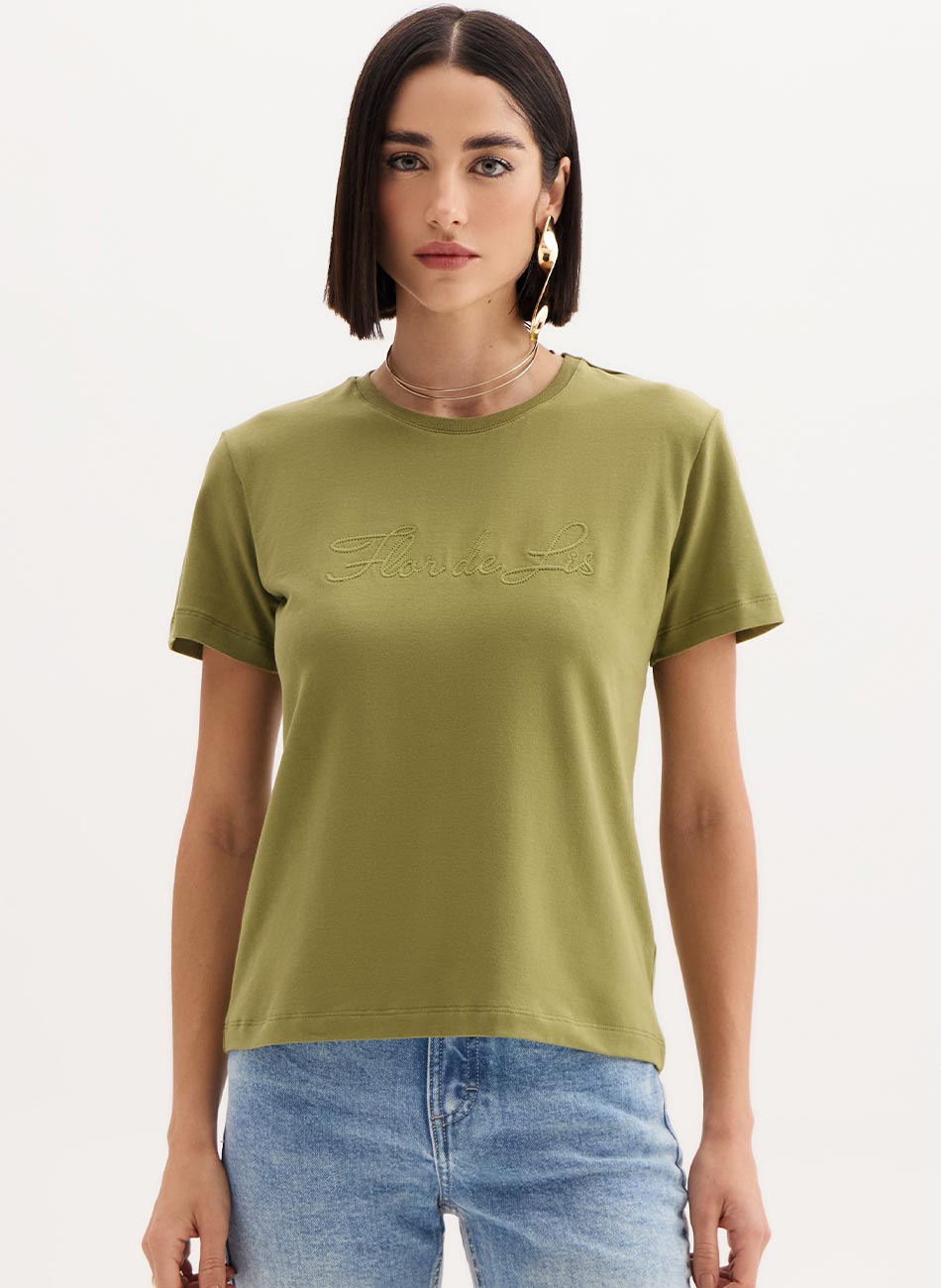 T-shirt Assinatura Flor de Lis Verde - Foto 2