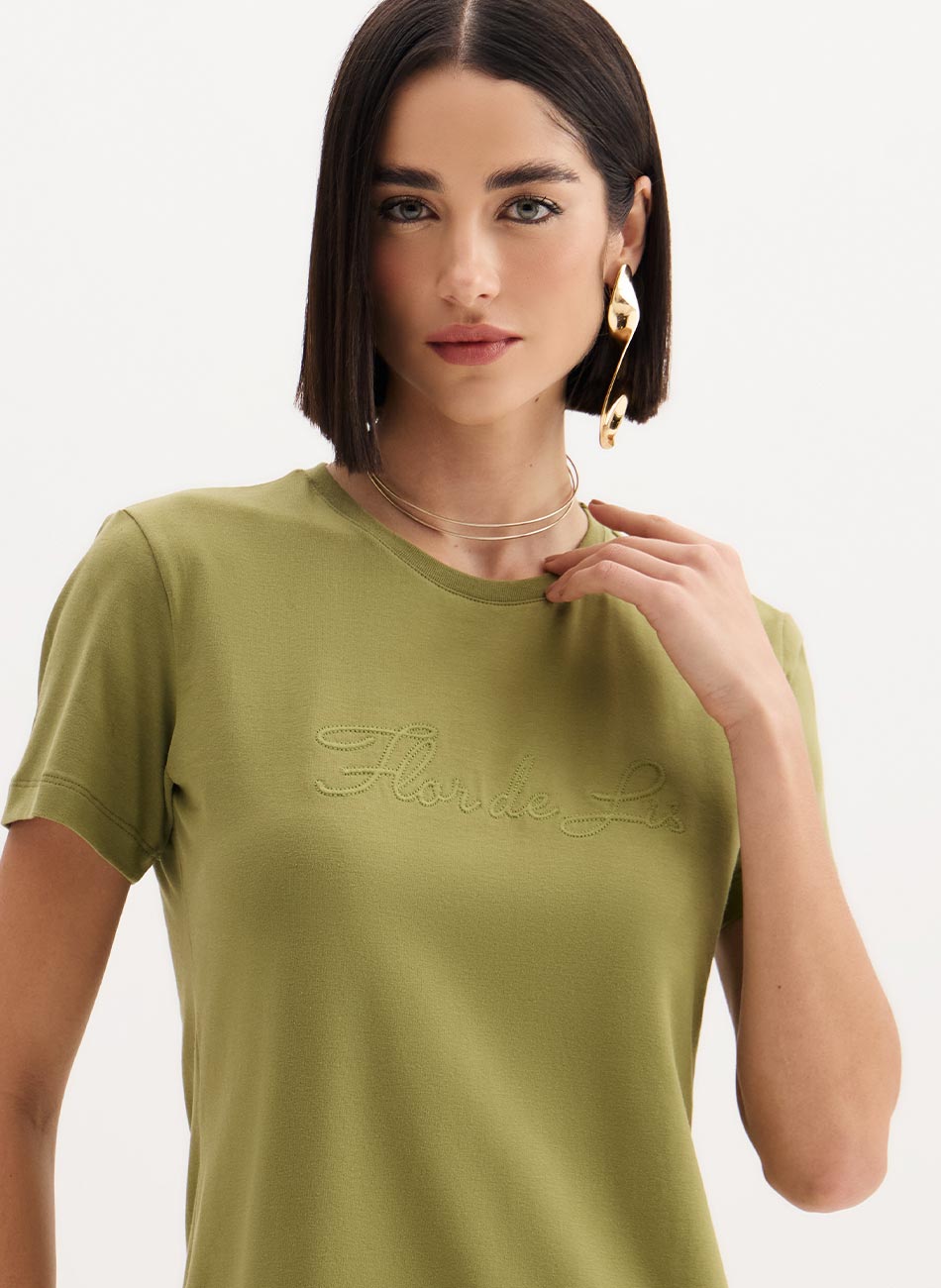 T-shirt Assinatura Flor de Lis Verde - Foto 3