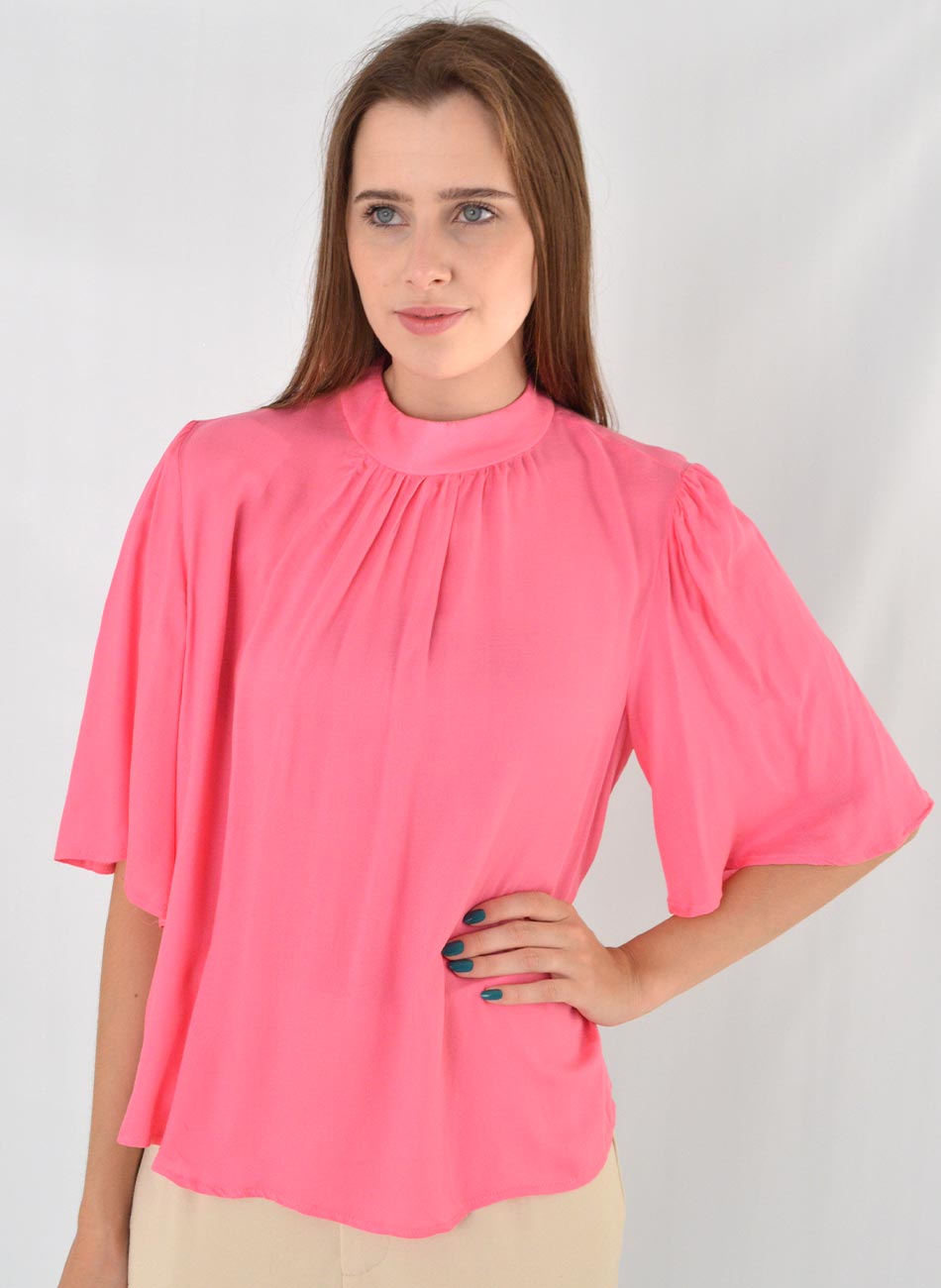 Blusa Rosa Candy Flor de Lis - Foto 1