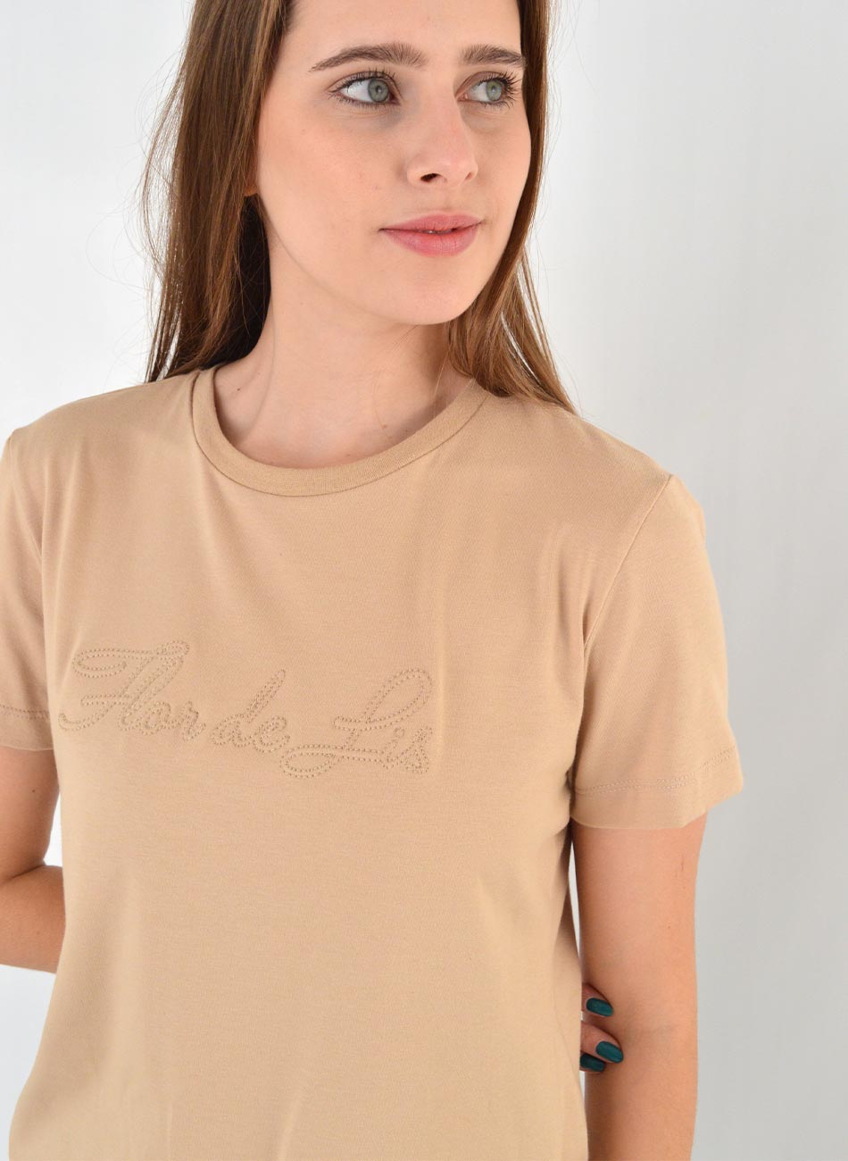 T-shirt Assinatura Flor de Lis Bege - Foto 2