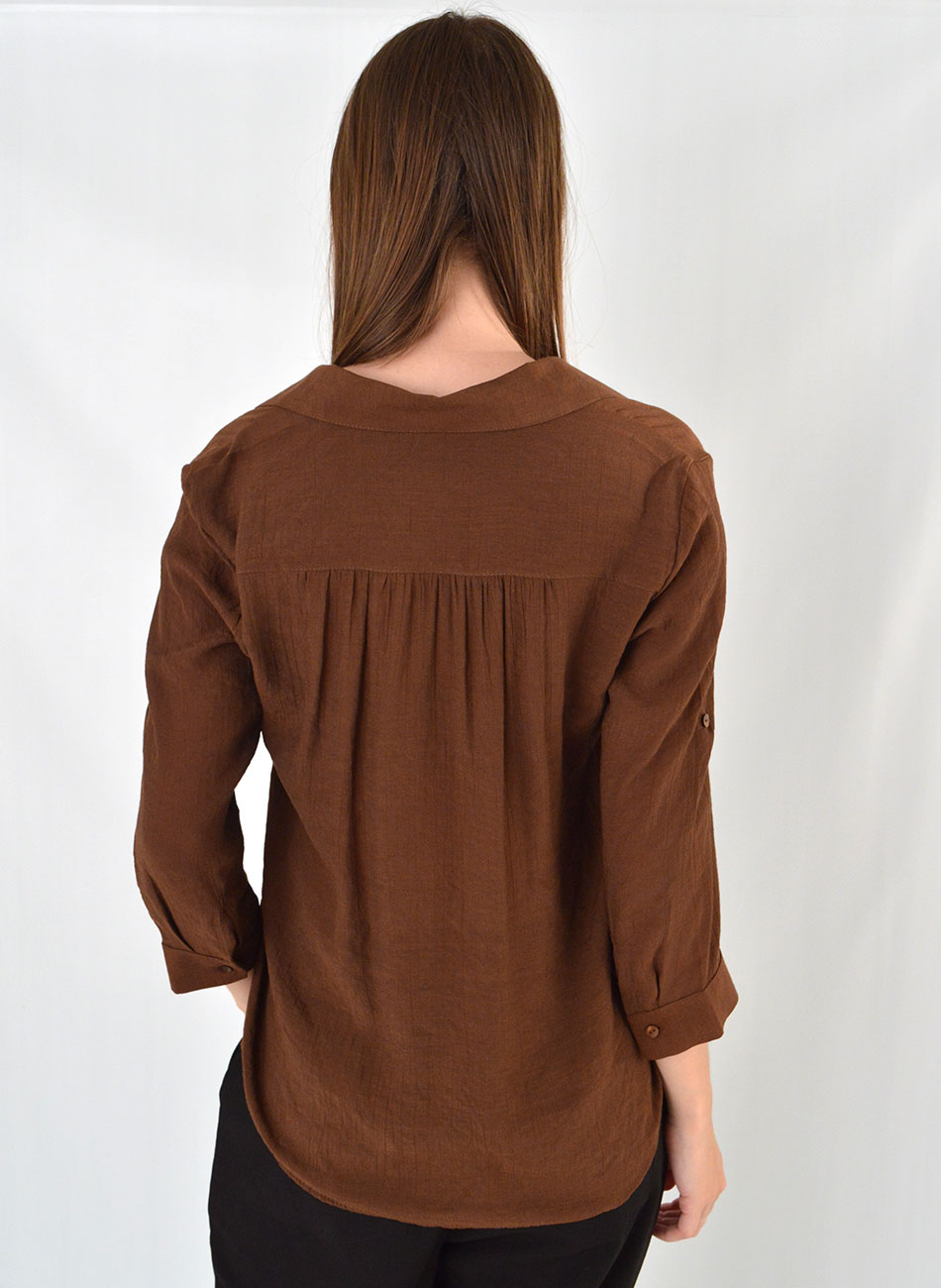 Blusa Viscose Manga 7/8 Marrom Citt - Foto 3