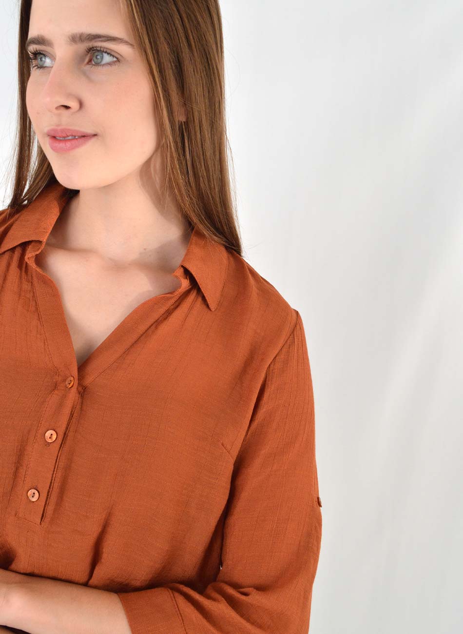 Blusa Viscose Manga 7/8 Canela Citt - Foto 2