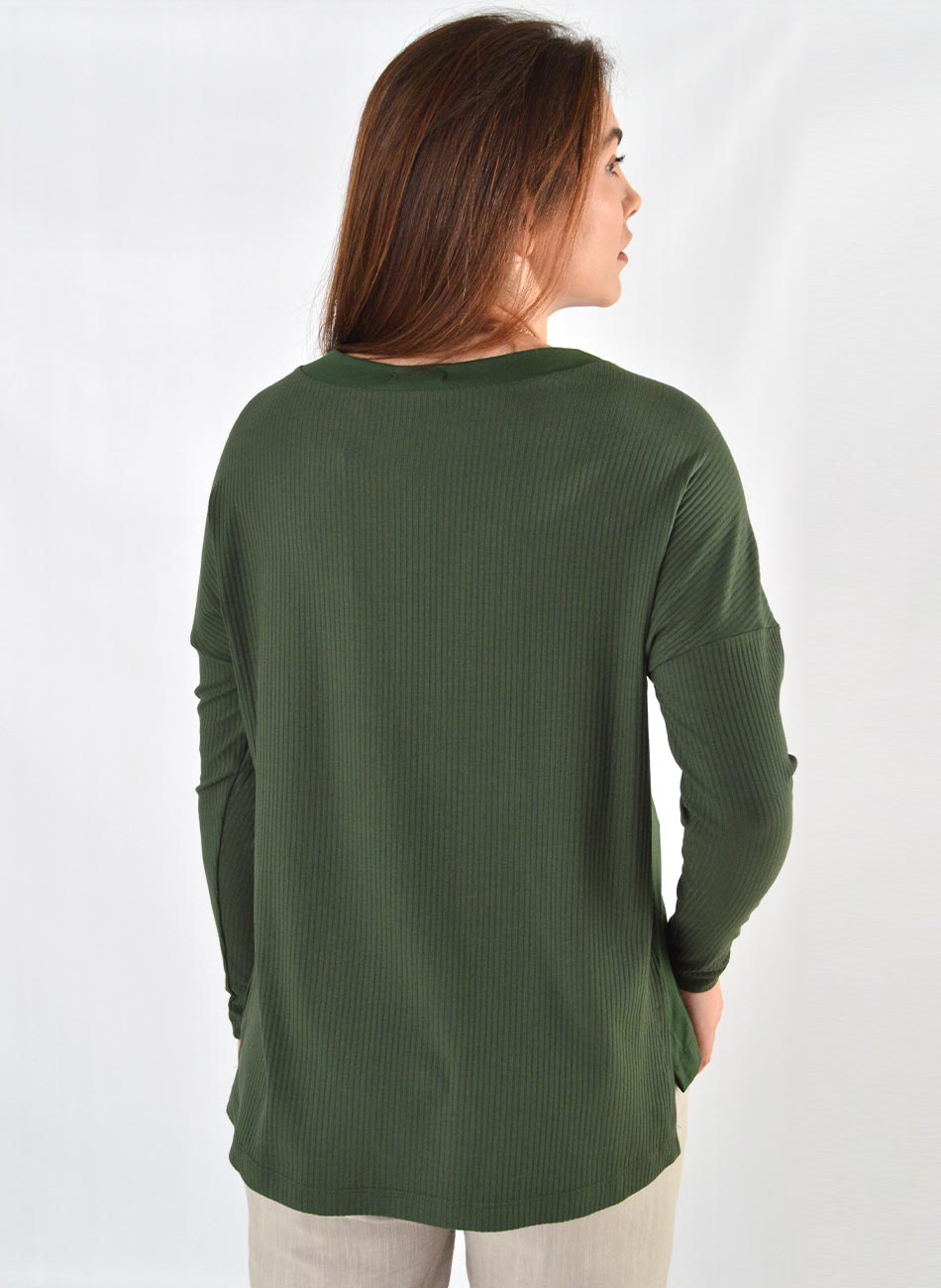 Blusa Ampla Viscose Musgo Declari - Foto 3