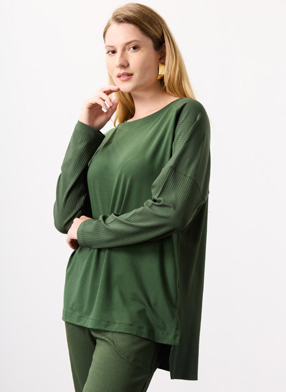 Blusa Ampla Viscose Musgo Declari - Foto 4