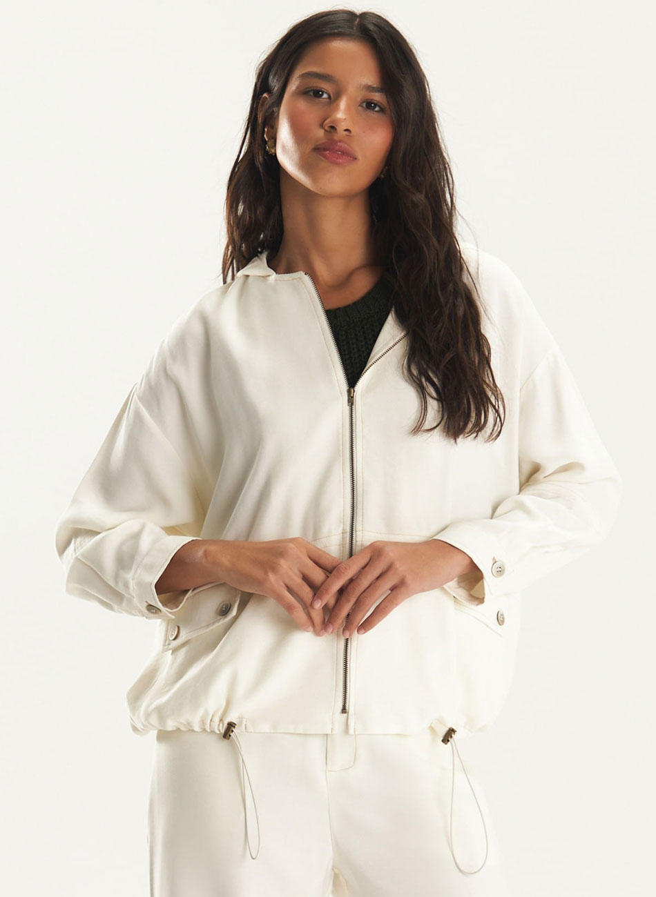 Parka Viscose Sarjada Off White Canto - Foto 1