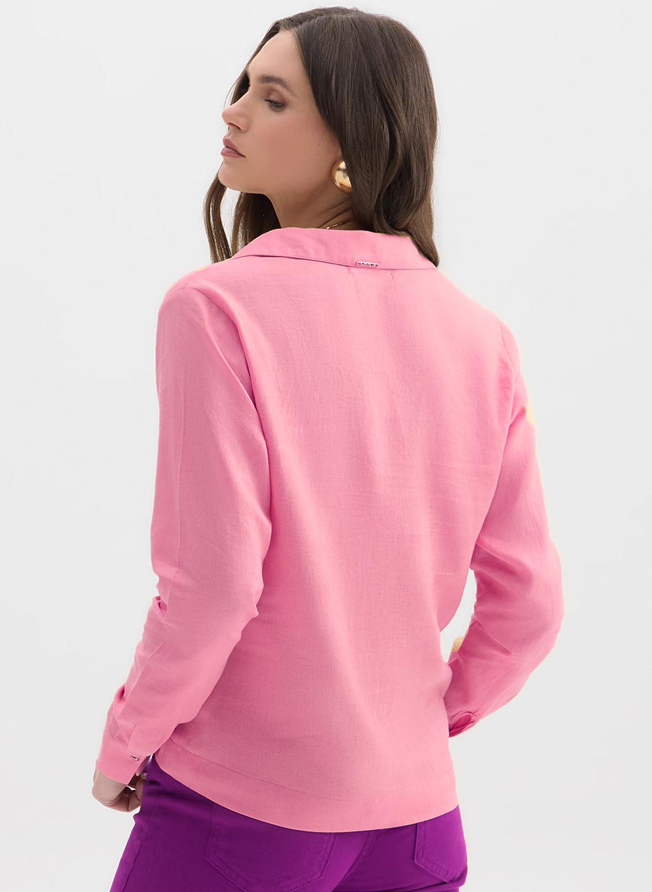 Blusa Viscolinho Rosa Rosewood Flor de Lis - Foto 1