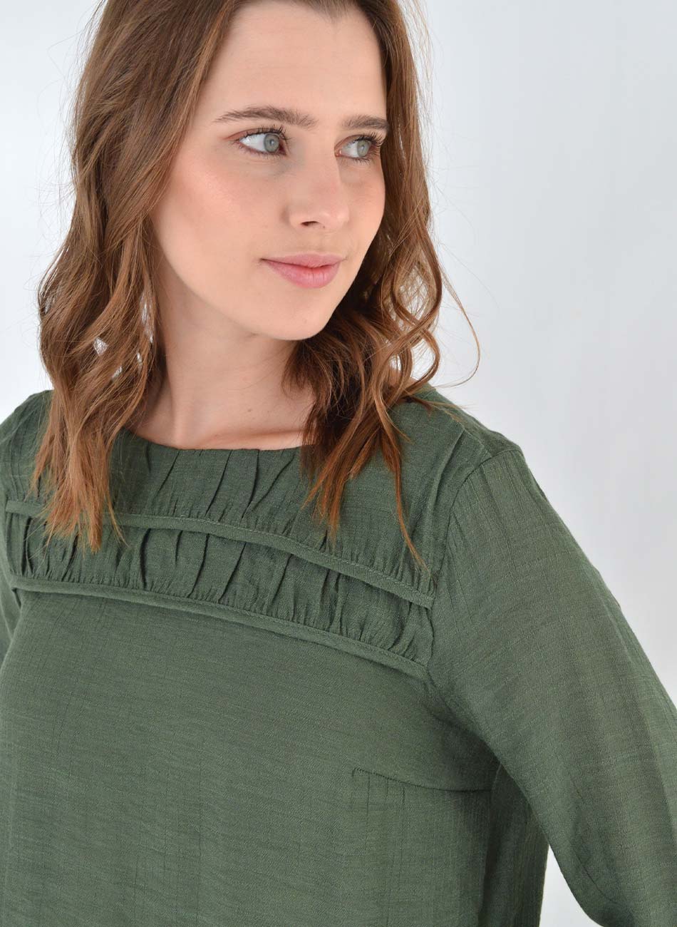 Blusa Shantung de Viscose Verde Gatos e Atos - Foto 2