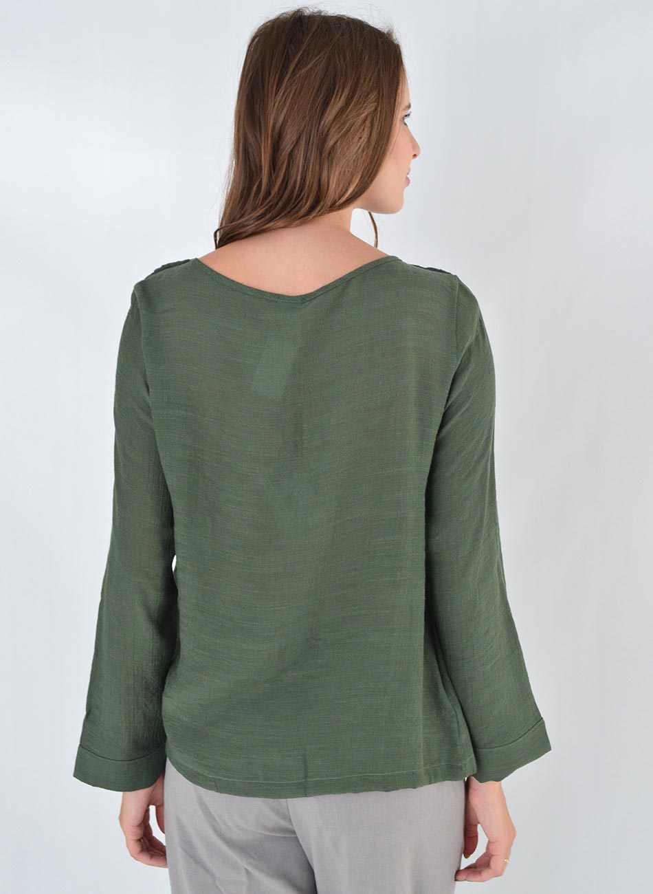 Blusa Shantung de Viscose Verde Gatos e Atos - Foto 3