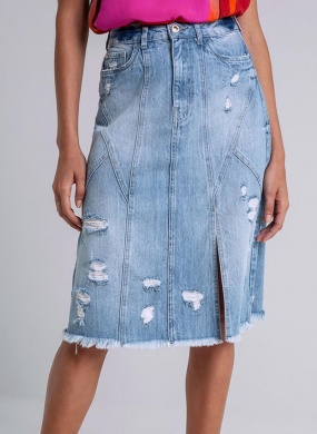 Saia jeans 2024 midi dafiti