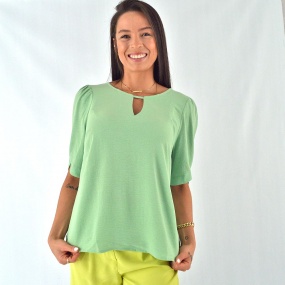 Blusa Básica Decote V Cantão Verde