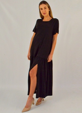 Vestido longo best sale malha preto